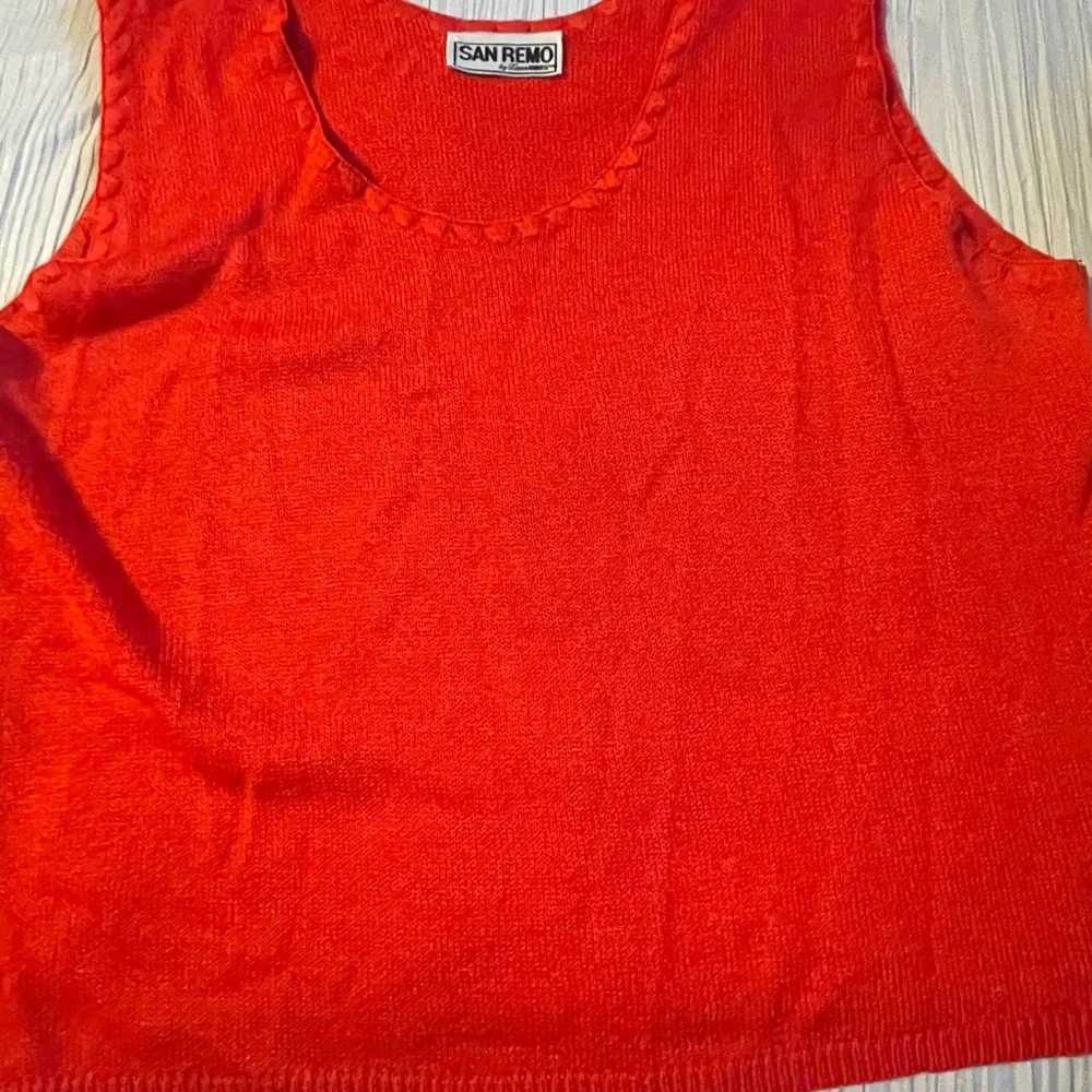 San Remo cardigan sweater and matching tank red with‎ black size XL vintage